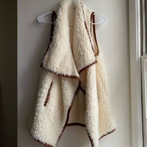 Shearling Vest with Faux Leather detail